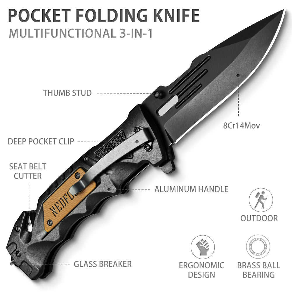 AK10 Tactical Pocket Folding Knife, 7 in 1 EDC Knife – NedFoss Knife
