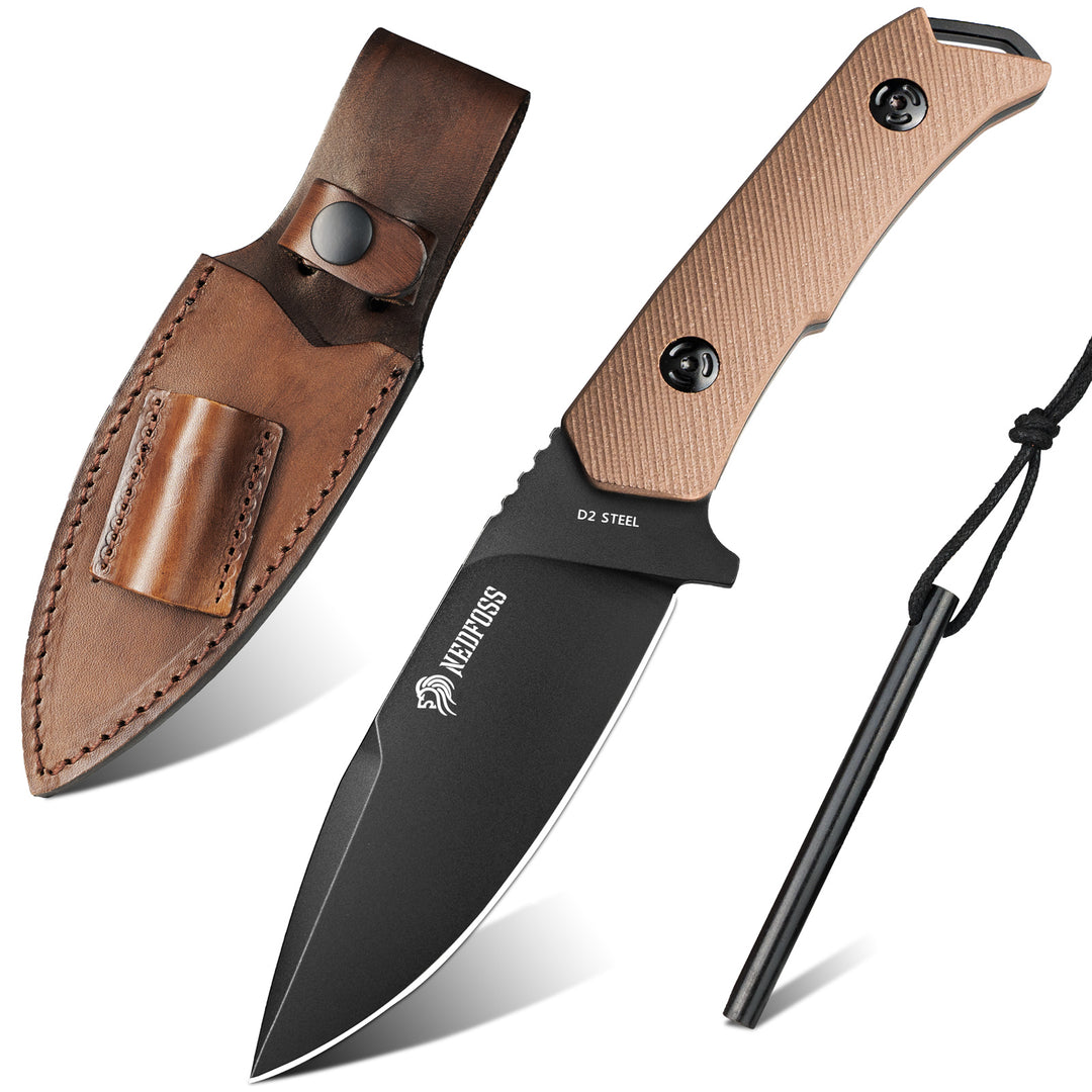 9.5 D2 Steel Outdoor Survival Fixed Blade Knife With Fire Starter Cor –  KCCEDGE