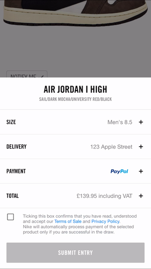 nike snkrs paypal