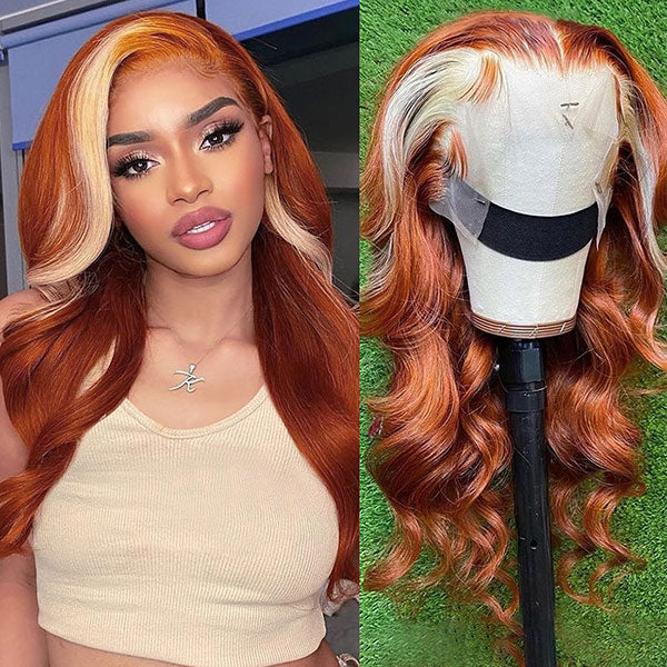 Ginger Blonde Colored Body Wave Human Hair Lace Front Wigs – reshine hair