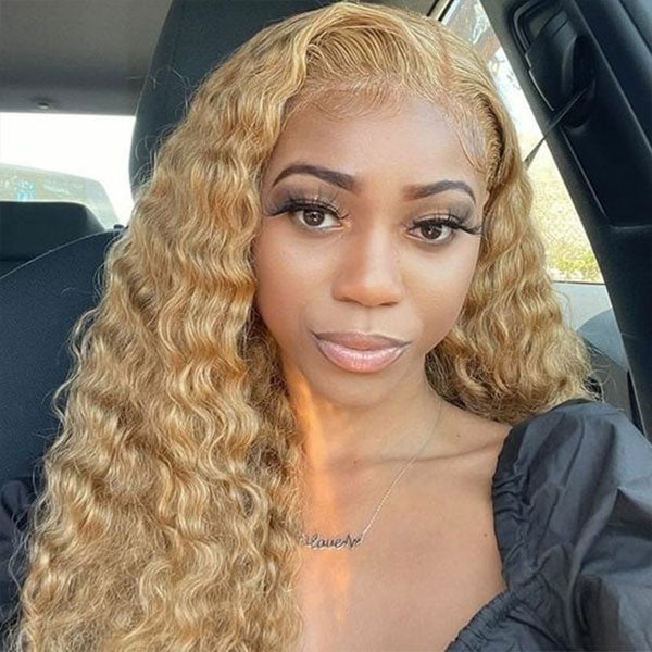 27 Honey Blonde Color Water Curly Human Hair Wigs For Women Virgin Hair –  reshine hair