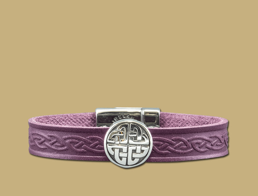 Celtic knot leather bracelet purple