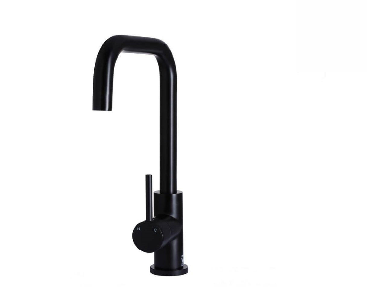 Round Tall Matte Black Basin Mixer (MB04-R2)