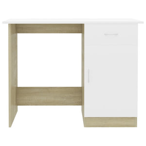 Desk White and Sonoma Oak 100x50x76 cm Chipboard sku 801085