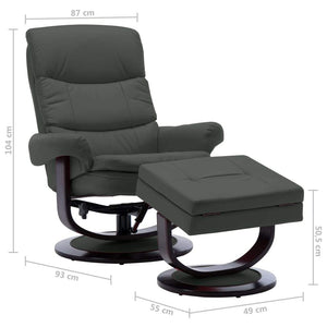 Reclining Chair Anthracite Faux Leather and Bentwood