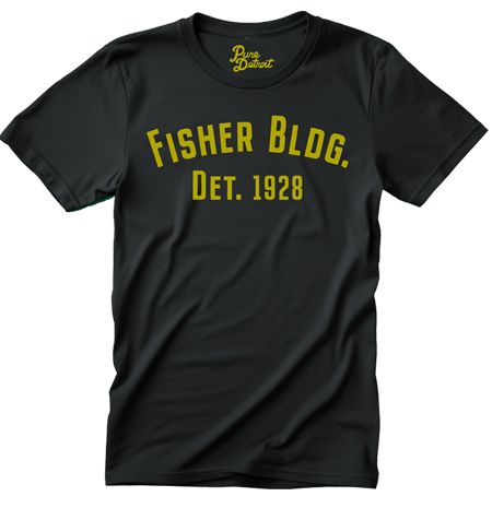 Fisher Building Detroit 1928 T-shirt - Black / Gold Unisex