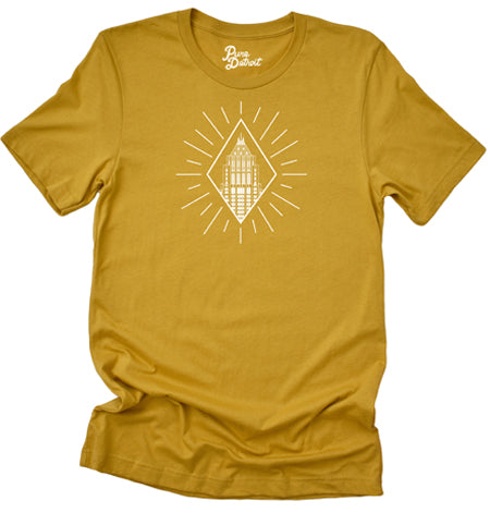 Fisher Building Detroit Unisex T-shirt - Mustard / White