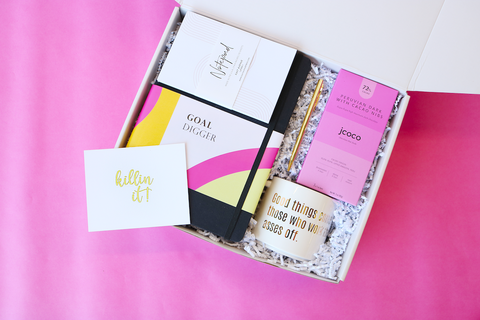 Goal digger gift box - planner, coffee mug, jcoco chocolate, notepad