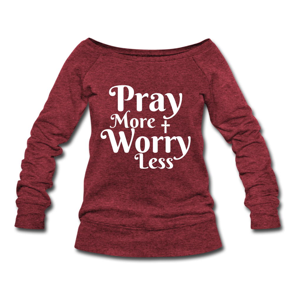Pray More Worry Less Sweater - cardinal triblend