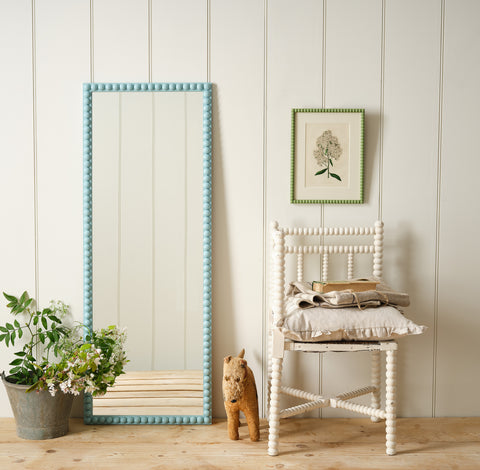 Blue Bobbin Frame Mirror 