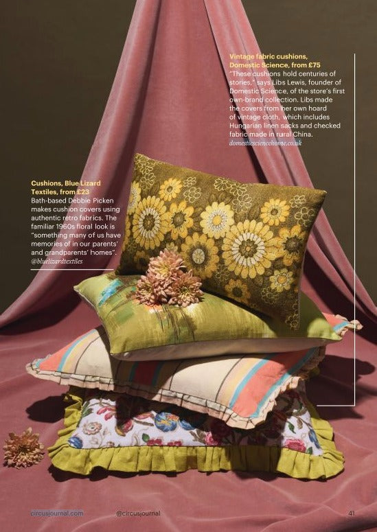 Circus Journal Magazine featuring vintage cushion from Domestic Science