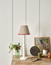 Scalloped Linen Lampshade / Red
