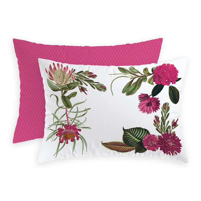 Pillowcase cotton satin Garden Fuchsia - 50 x 60 cm
