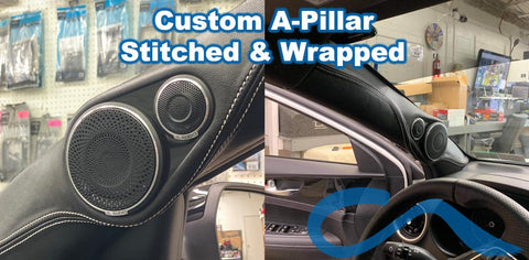 A-pillar-construction-stitched-wrapped-custom-audio-erie-pa