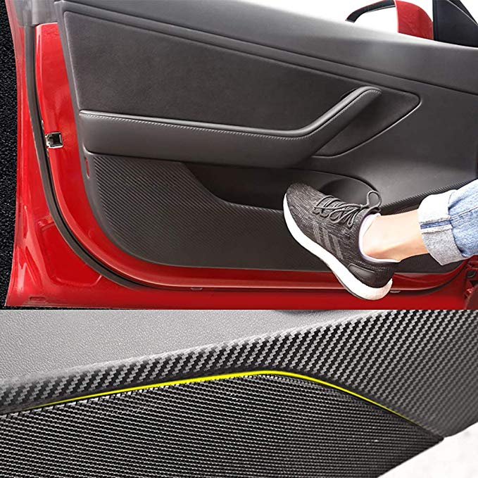Tesla Model 3 Door Anti Kick Sticker Vinyl Carbon Fiber Protector Strip 4 Pcs Set