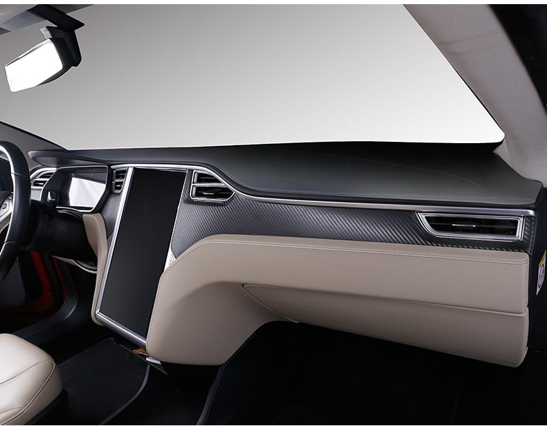 Car Styling New 3d Carbon Fiber Car Interior Center Console Color Change Molding Sticker Decals For Tesla Model X Model S