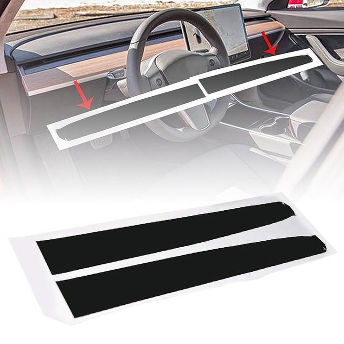 Car Interior Dashboard Wood Wrap Stickers For Model 3 Matte Black