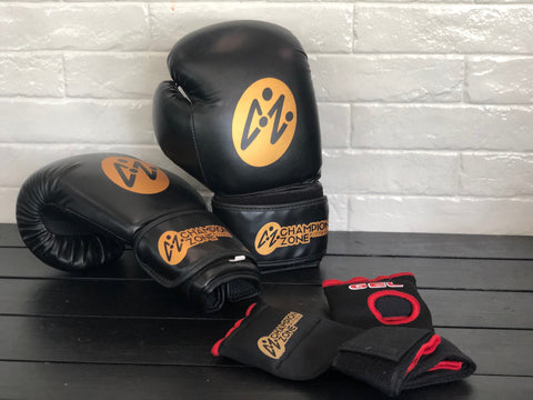 Champion Zone Fitness Boxing Gloves and Wraps