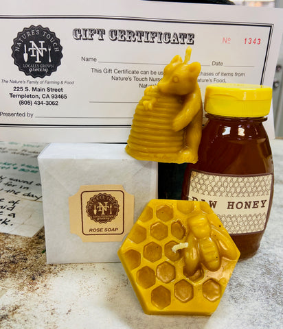 So Many Honey Themed Gifts.  Plus, gift certificates that can be used to pay for up coming 2021 Classes.