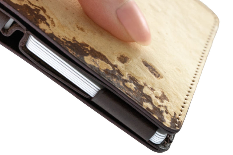Prevents cards from falling out - HITOE FOLD ARIA Mushroom Leather