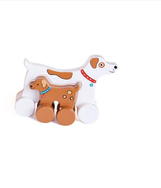 Dog Mommy and Baby Wooden Roller