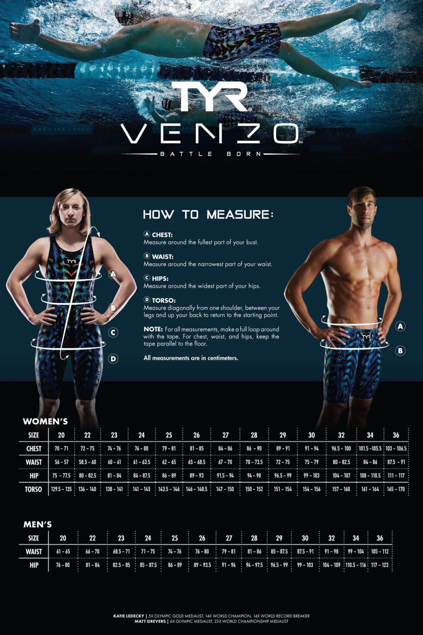 Venzo Size Chart