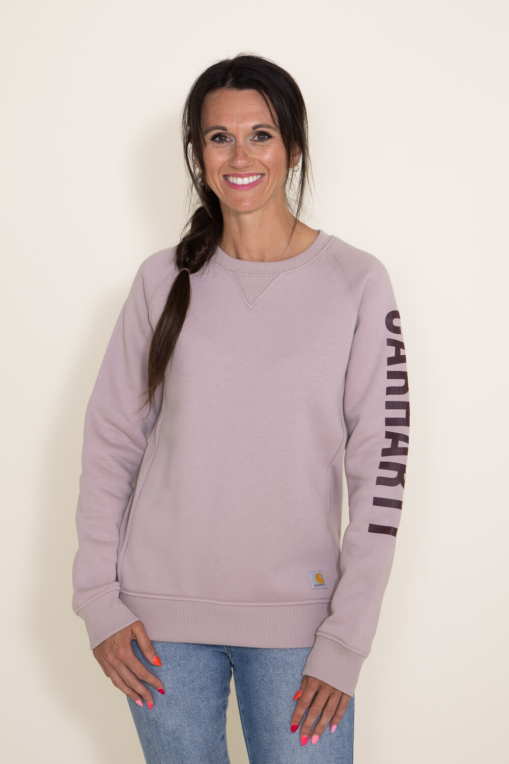 Carhartt Midweight Block Logo Sweatshirt for Women in Light Purple | 104410-V61