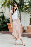 Floral Midi Skirt For Women In Pink