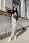 V-neck Ribbed Pocketed Stretchy Jumpsuit