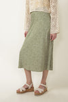 Ditsy Floral Midi Skirt For Women In Sage
