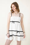 Spaghetti Strap Short Sweetheart Polyester Flowy Tiered Dress With a Bow(s) and Ruffles