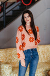 Daisy Print Cropped Sweater For Women