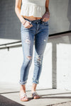 Distressed Ankle Skinny Jeans For Women