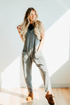 V-neck Pocketed Stretchy Jumpsuit