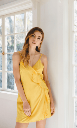 yellow wrap dress