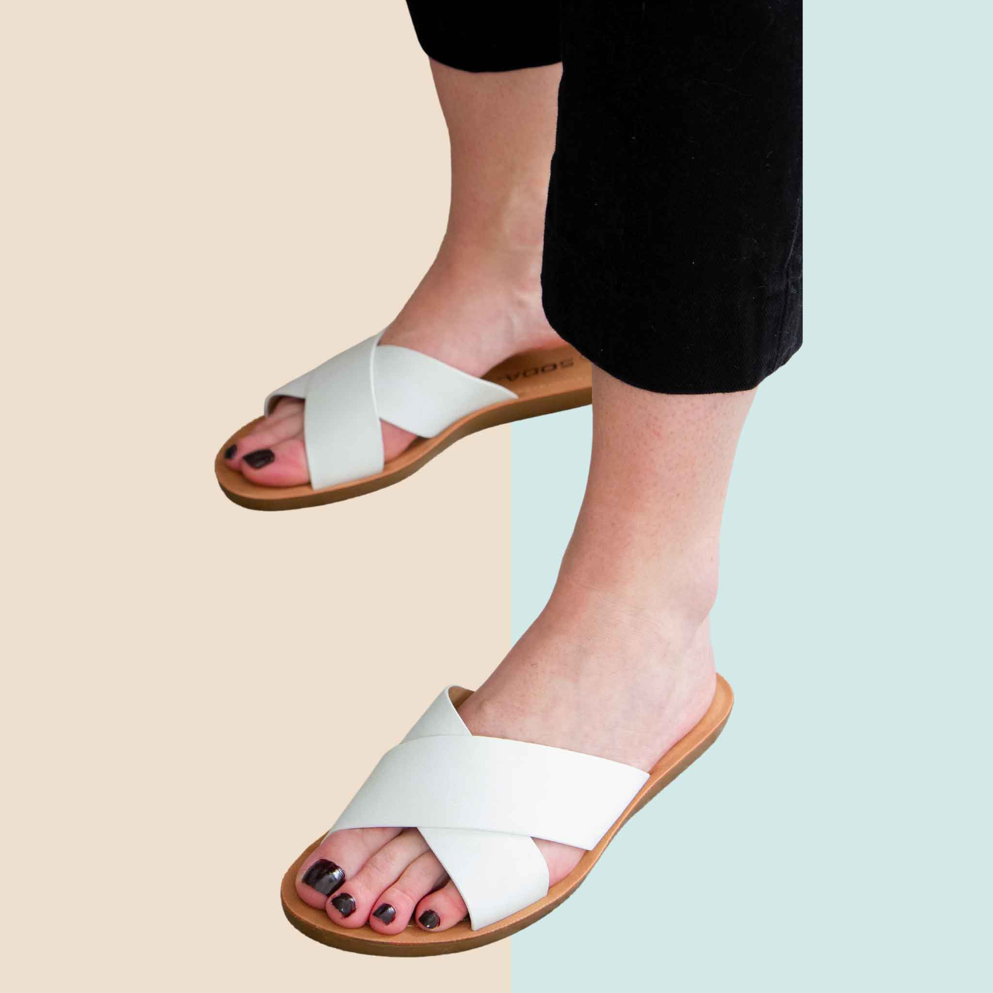 Soda Crisscross Sandals in White