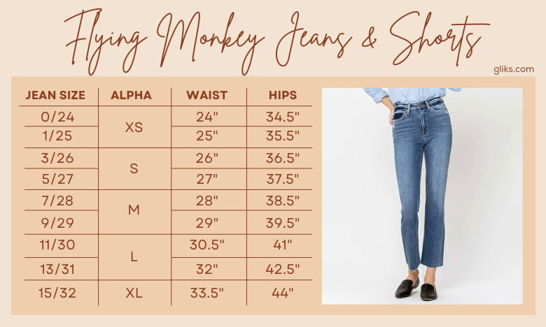 Dag Far Mold Flying Monkey Jeans Size Chart – Glik's