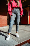 High Rise Mom Jeans For Women In Grey