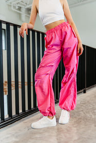 Pretty In Pink Parachute Pants – DRESSED TO CHILL BOUTIQUE