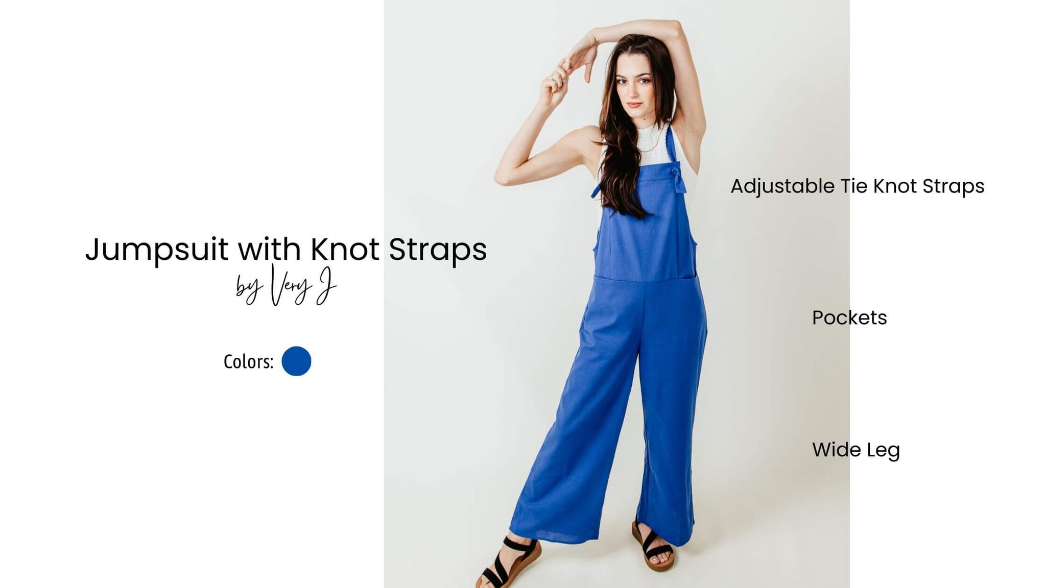 Jumpsuit with Knot Straps for Women in Blue