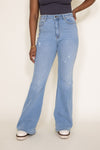 Cello High Super High Rise Light Wash Flare Jeans For Women
