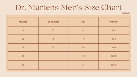 Men's Dr. Martens Size Chart