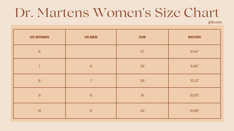 Women's Dr. Martens Size Chart