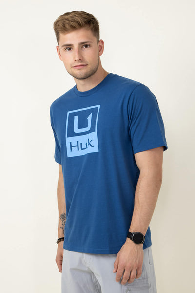 HUK Men's Pursuit Pattern Long Sleeve, Sun Protecting Fishing Shirt,  Brackish Rock-Azure Blue, Small : : Fashion
