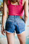Levi 501 High Rise Bleach Dip Denim Shorts For Women
