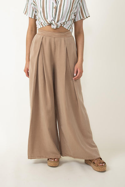 Smocked Waist Palazzo Pants - Mocha – Native Beach Boutique