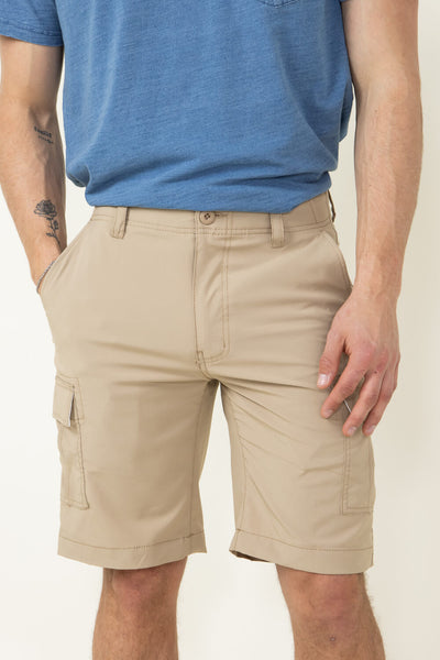 WearFirst Men's Stretch Micro Ripstop Cargo Shorts in Brown
