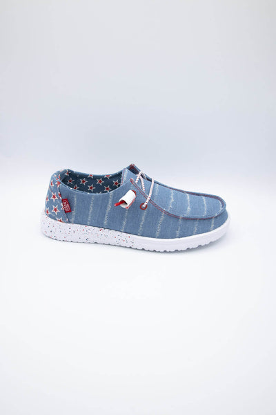 HEYDUDE Women's Wendy Rodeo Denim Shoes in Blue – Glik's