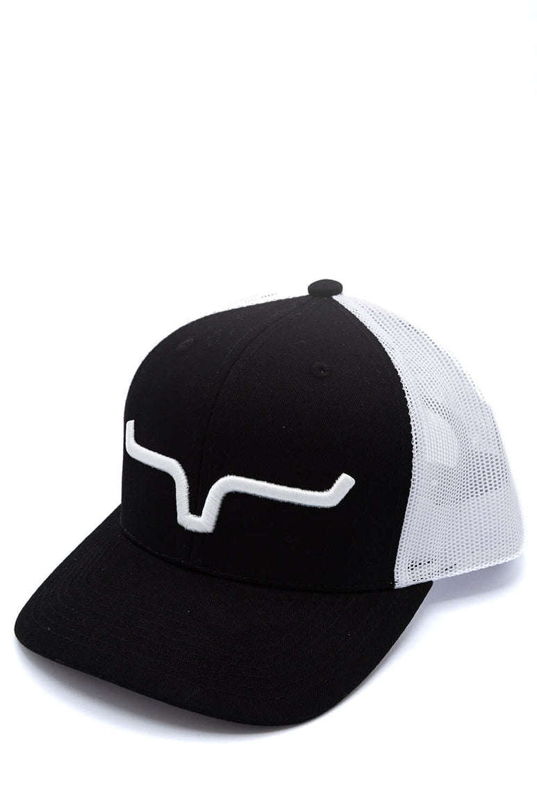 Kimes Ranch Weekly Trucker Hat in Black and White | S22-23200223-BLK/W ...