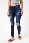 Mid Rise Distressed Skinny Jeans For Women